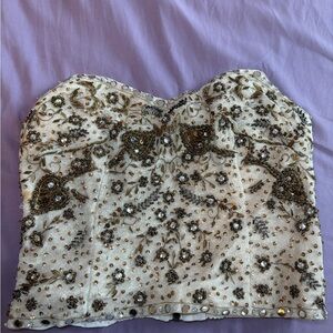 Urban outfitters embroidered crop corset top size small S kimchi blue